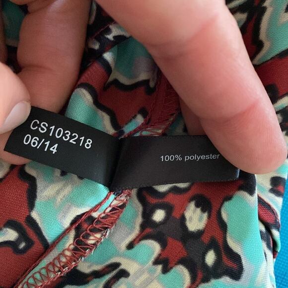 The Limited wine red and turquoise Paisley print slinky camisole tank tunic top - Picture 4 of 7